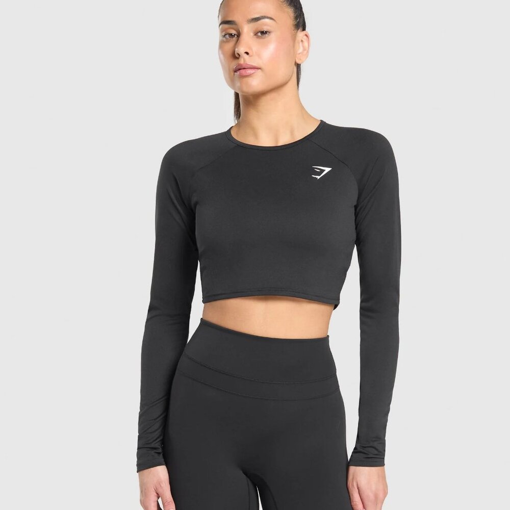Gymshark Training Long Sleeve Crop Top - Black